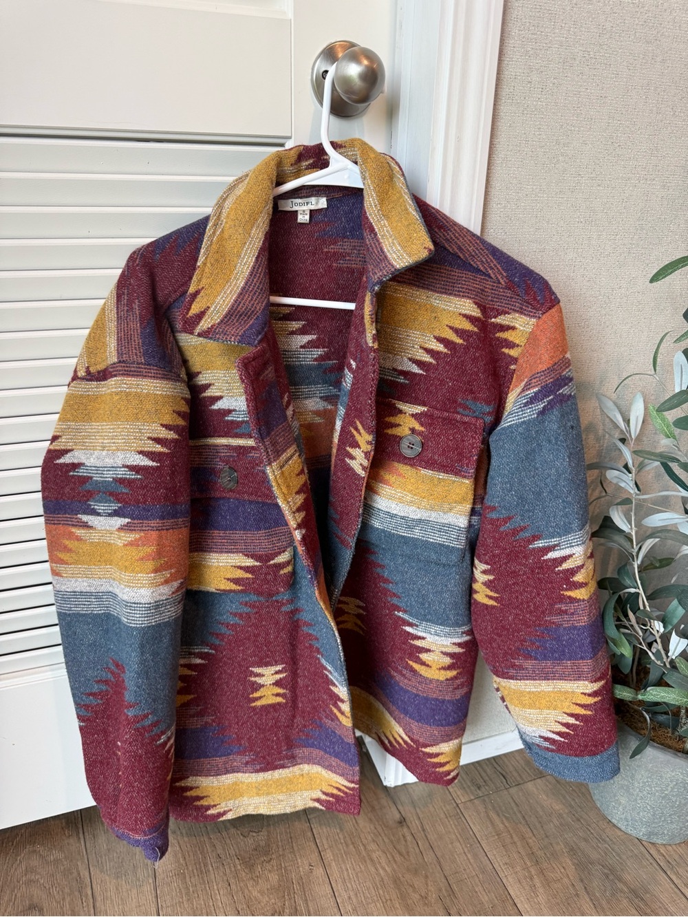 JODIFL Multicolor Patterned Knit Cardigan - Mustard, Maroon, Blue